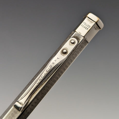 British Vintage Yard O Red Rolled Silver Hexagon Propelled Pencil in Paper Box